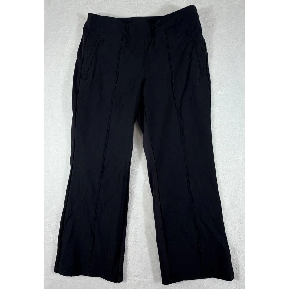 Athleta Pants Women's Sz 18 Black Eastbound Straight Zip Pockets Work Travel